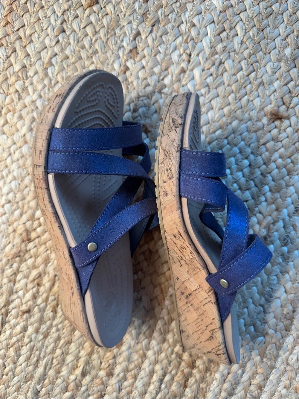 Crocs Patricia Navy Blue Strappy Wedge Sandals Size [Insert Size 6 W